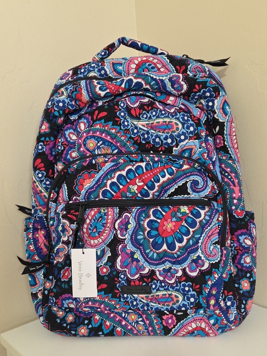 Vera Bradley Handbags - Vera Bradley Black Multicolor Paisley Quilted Backpack